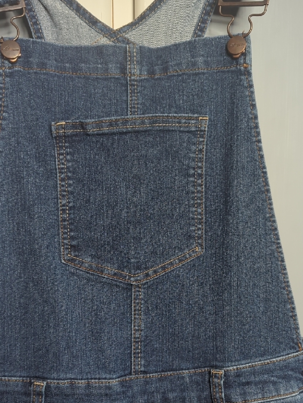 AG Y2K Blue Denim Cuffed Crop Overalls Womens Size 8 Stretch Jean Overall - Picture 5 of 7